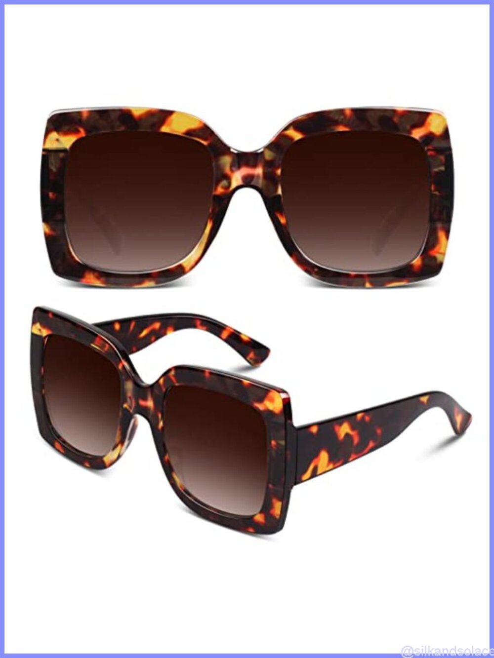 Oversized Square Frame Sunglasses Retro Trendy UV400 Full Frame Shades